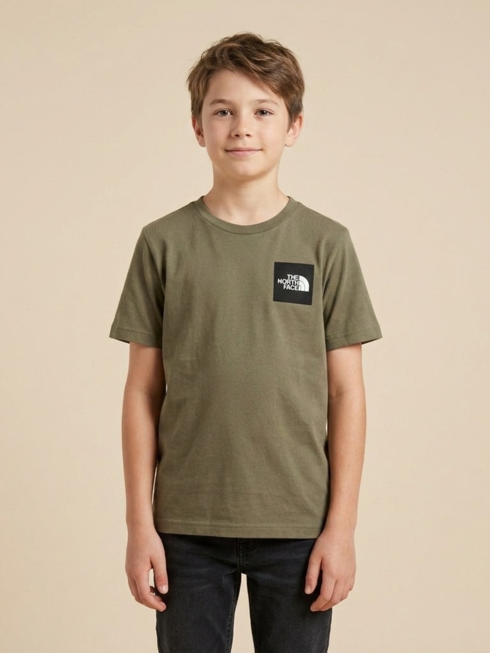 The North Face Olive Green Logo Short Sleeve Tee - Kids